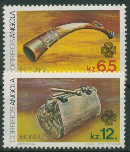 Angola 1983 Weltkommunikationsjahr Trommel Horn 679/80 postfrisch
