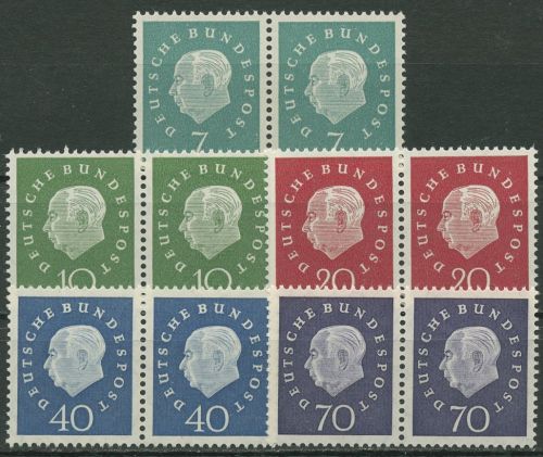 Bund 1959 Heuss Medaillon Bogenmarken 302/06 waagerechtes Paar postfrisch