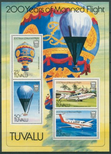 Tuvalu 1983 200 Jahre Luftfahrt Flugzeug Ballon Block 8 postfrisch (C27882)