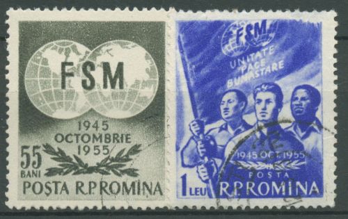 Rumänien 1955 Gewerkschaftsbund 1537/38 gestempelt