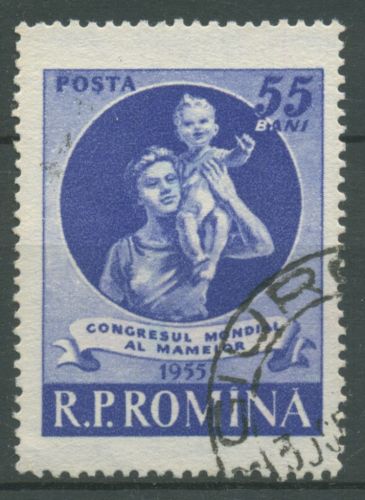 Rumänien 1955 Weltkongress der Mütter Lausanne 1524 gestempelt