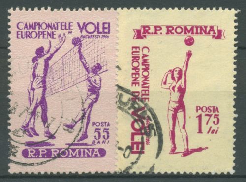 Rumänien 1955 Volleyball-EM 1517/18 gestempelt