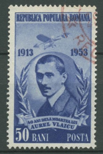 Rumänien 1953 Luftfahrt Pilot Aurel Vlaicu Flugzeug 1462 gestempelt