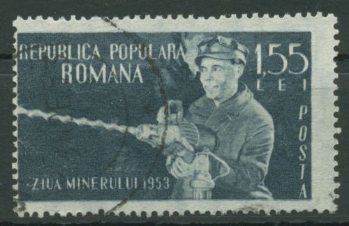 Rumänien 1953 Tag der Bergarbeiter Bergmann 1443 gestempelt