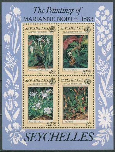 Seychellen 1983 Blumengemälde von Marianne North Block 22 postfrisch (C29125)