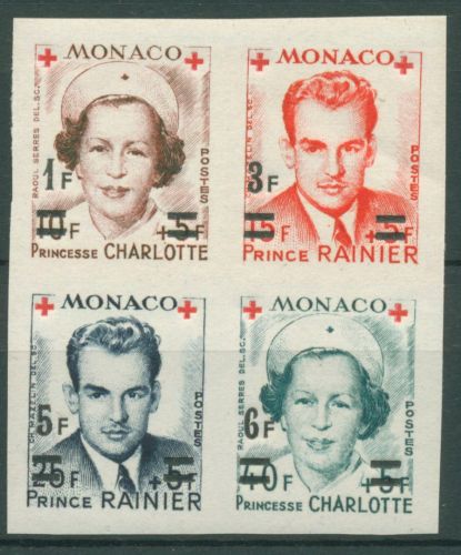 Monaco 1951 Rotes Kreuz Prinzessin Charlotte Fürst Rainier 451/54 B postfrisch