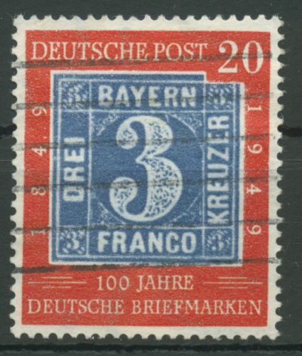 Bund 1949 100 Jahre dt. Briefmarken 114 gestempelt, dünne Stelle (R81002)