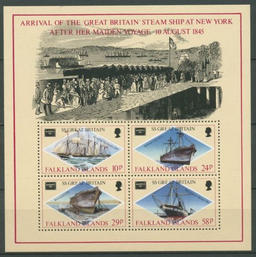 Falkland 1986 AMERIPEX Dampfsegelschiff Gr. Britain Block 6 postfrisch (C25421)
