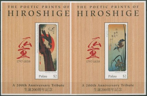 Palau 1997 200. Geburtstag von Ando Hiroshige Block 55/56 postfrisch (C73273)