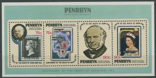 Penrhyn 1979 Sir Rowland Hill Marke auf Marke Block 13 postfrisch (C41382)