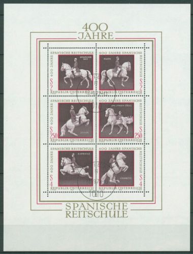 Österreich 1972 400 Jahre Spanische Reitschule Block 2 gestempelt (C16448)
