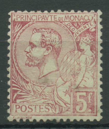 Monaco 1891 Fürst Albert I. und Allegorie 21 b mit Falz, leicht fleckig