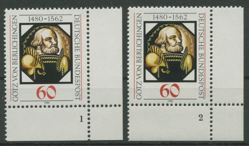 Bund 1980 Götz von Berlichingen 1036 Ecke 4 Formnummer 1,2 postfrisch (E1018)