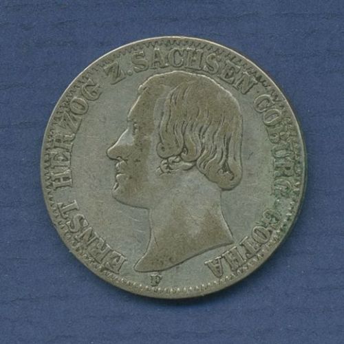 Sachsen-Coburg-Gotha 1/6 Taler 1845, Herzog Ernst II., J 281 ss (m6664)