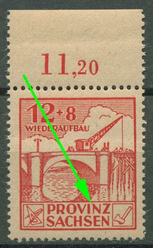 SBZ Provinz Sachsen 1946 Wiederaufbau mit Plattenfehler 88 A VIII postfrisch