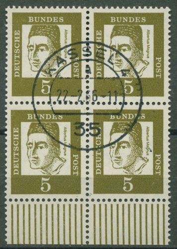 Bund 1961 Bedeutende Deutsche mit Unterrand 347 ya W UR I 4er-Block gestempelt