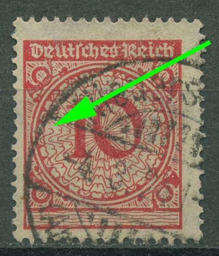 Deutsches Reich 1923 Plattenfehler Sprung in Rosette 340 Pa HT gestempelt