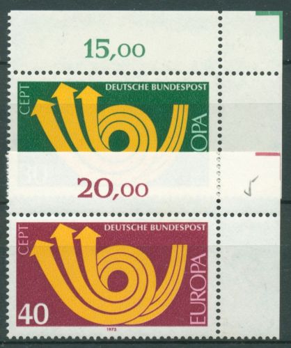 Bund 1973 Europa CEPT 768/69 Ecke 2 oben rechts postfrisch (E327), beschriftet