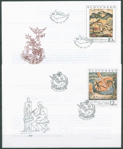 Slowakei 1998 Kunst Gemälde Fischer Landschaft 324/25 FDC (X62109)