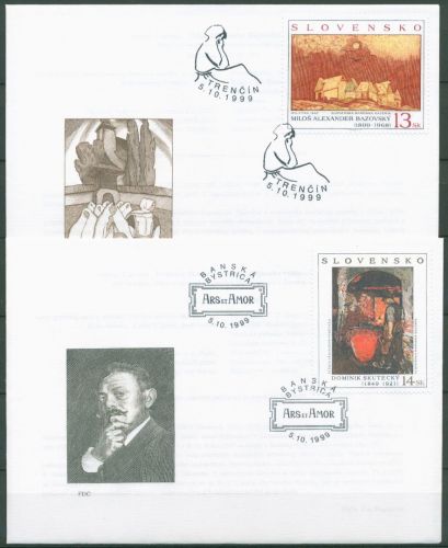 Slowakei 1999 Kunst Gemälde der Nationalgalerie 352/53 FDC (X62110)