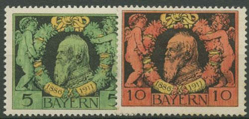 Bayern 1911 25 Jahre Regentschaft von Prinzregent Luitpold 92/93 A mit Falz