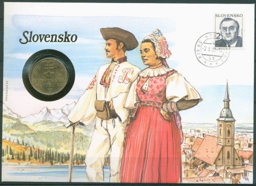 Slowakei 1993 Folklore Trachten Numisbrief 10 Kronen (N268)