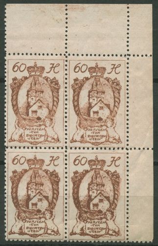 Liechtenstein 1920 Freimarke Wappen 33 4er-Block Ecke 2 postfrisch