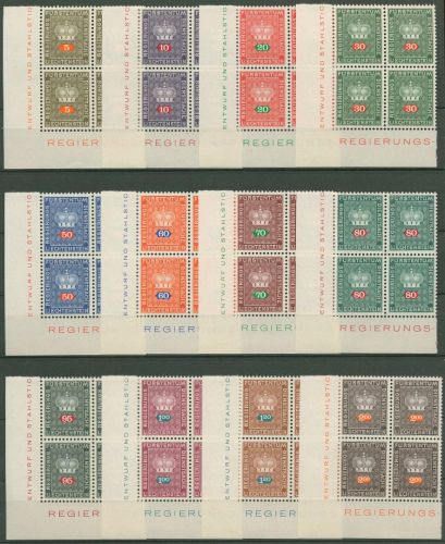Liechtenstein Dienstmarken 1968 Fürstenkrone D 45/56 4er-Block Ecke 3 postfrisch