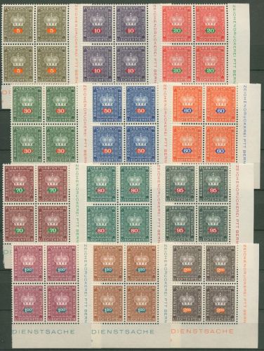 Liechtenstein Dienstmarken 1968 Fürstenkrone D 45/56 4er-Block Ecke 4 postfrisch