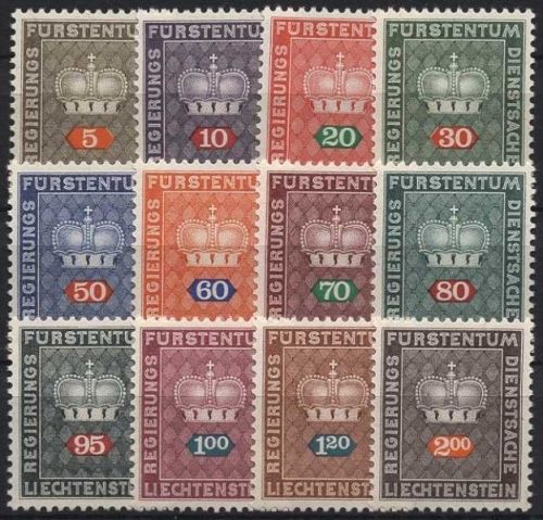 Liechtenstein Dienstmarken 1968 Fürstenkrone D 45/56 postfrisch