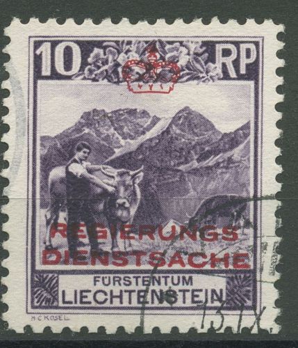 Liechtenstein Dienstmarken 1932 Freimarke mit Aufdruck D 2 A gestempelt