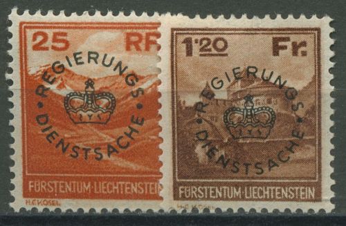 Liechtenstein Dienstmarken 1933 Freimarken mit Aufdruck D 9/10 mit Falz
