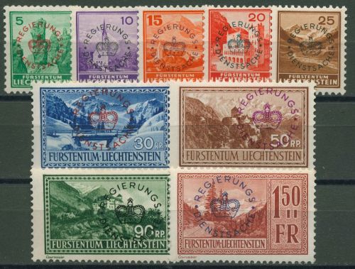 Liechtenstein Dienstmarken 1934 Freimarken mit Aufdruck D 11/19 mit Falz