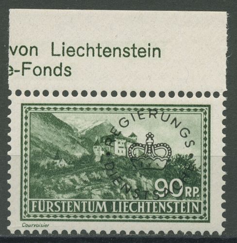 Liechtenstein Dienstmarken 1934 Freim. mit Aufdruck Oberrand D 18 OR postfrisch