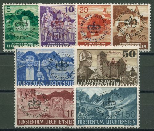Liechtenstein Dienstmarken 1937 Freimarken mit Aufdruck D 20/27 postfrisch