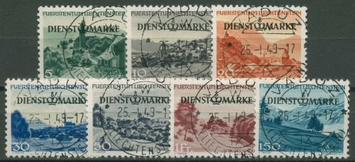 Liechtenstein Dienstmarken 1947 Freimarken mit Aufdruck D 28/34 gestempelt