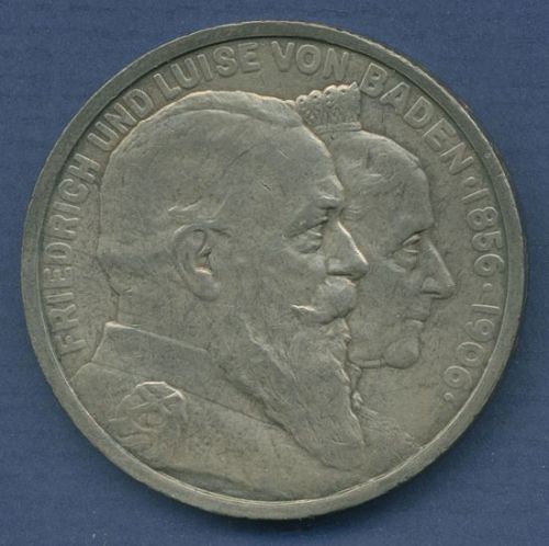 Baden 5 Mark 1906 G, Goldene Hochzeit Großherzog Friedrichs, J 35 vz + (m6715)