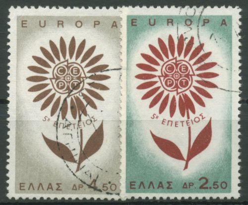 Griechenland 1964 Europa CEPT Stilisierte Blume 858/59 gestempelt