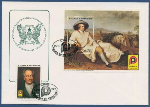 Sao Tomé und Príncipe 1981 Goethe, Philatelia Block 57 A, 695 A FDC (X41105)