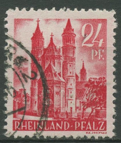 Franz. Zone: Rheinland-Pfalz 1947 Wormser Dom Type IV, 8 y v IV gestempelt