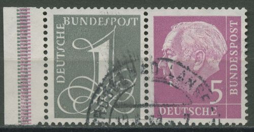 Bund 1958 Heuss und Ziffer Zusammendruck W 17 X gestempelt