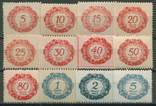 Liechtenstein 1920 Portomarken Ziffer im Oval P 1/12 mit Falz