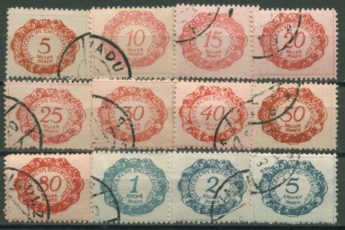 Liechtenstein 1920 Portomarken Ziffer im Oval P 1/12 gestempelt