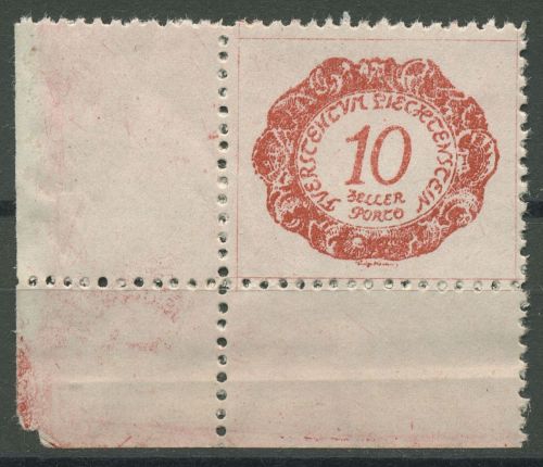 Liechtenstein 1920 Portomarke Ziffer im Oval P 2 Ecke 3 postfrisch