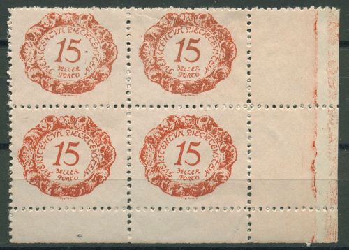 Liechtenstein 1920 Portomarke Ziffer im Oval P 3 4er-Block Ecke 4 postfrisch