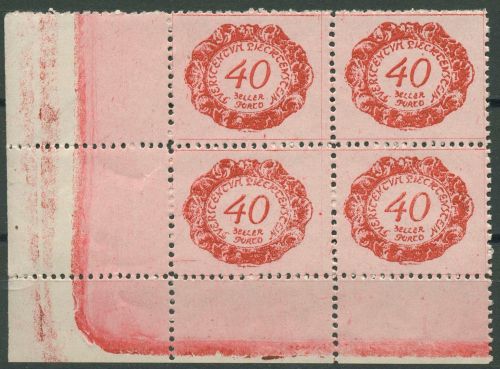 Liechtenstein 1920 Portomarke Ziffer im Oval P 7 4er-Block Ecke 3 postfrisch