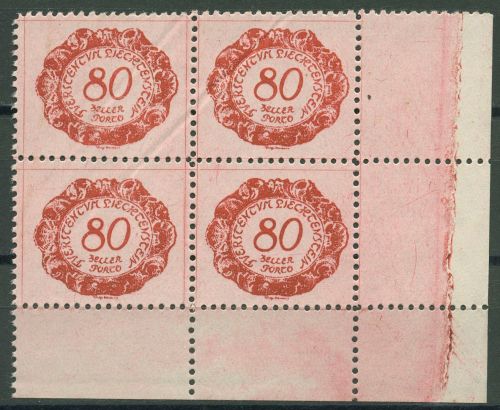Liechtenstein 1920 Portomarke Ziffer im Oval P 9 4er-Block Ecke 4 postfrisch
