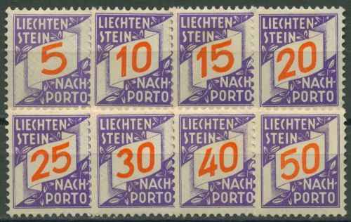 Liechtenstein 1928 Portomarken Ziffern im schrägen Band P 13/20 mit Falz