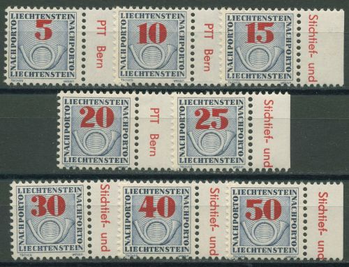 Liechtenstein 1940 Portomarken Ziffern mit Posthorn P 21/28 postfrisch