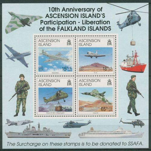 Ascension 1992 Befreiung Falklands Militärflugzeuge Block 23 postfrisch (C41435)
